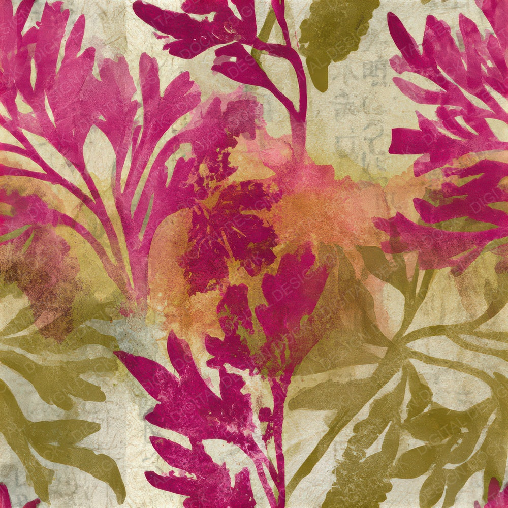 Watercolour Kelp Forest Fuchsia Lime Seamless Digital Paper Pack (DDD012964)