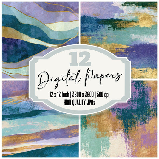 Drypoint Lilac Mint Pearl Tonal Digital Paper Pack (DDD012966)