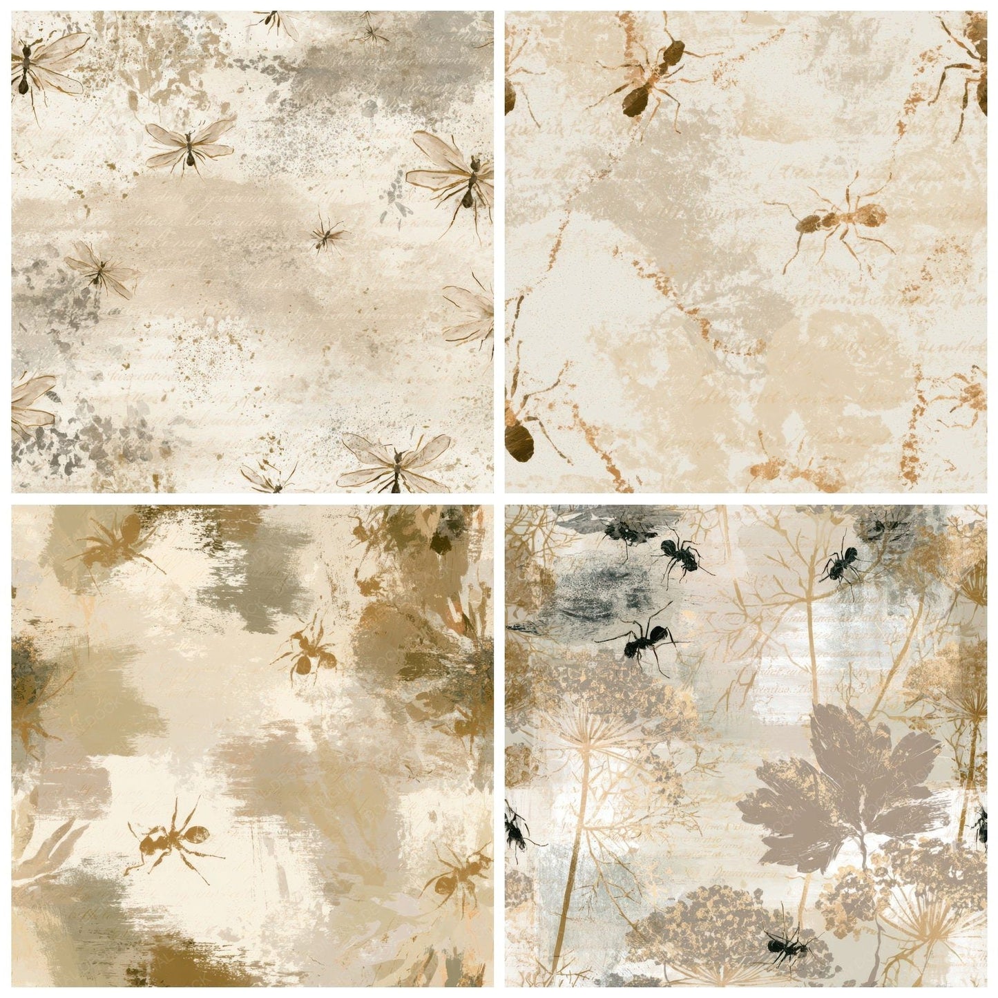 Gouache Ants Oat Linen Digital Paper Pack (DDD012968)