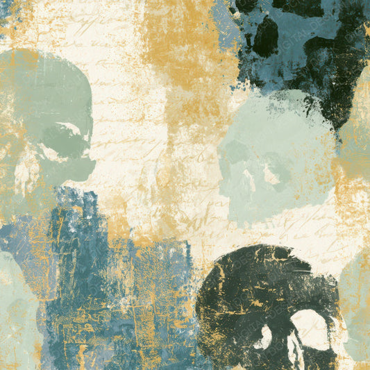 Gouache Skulls Sea Glass Bone Digital Paper Pack (DDD012969)