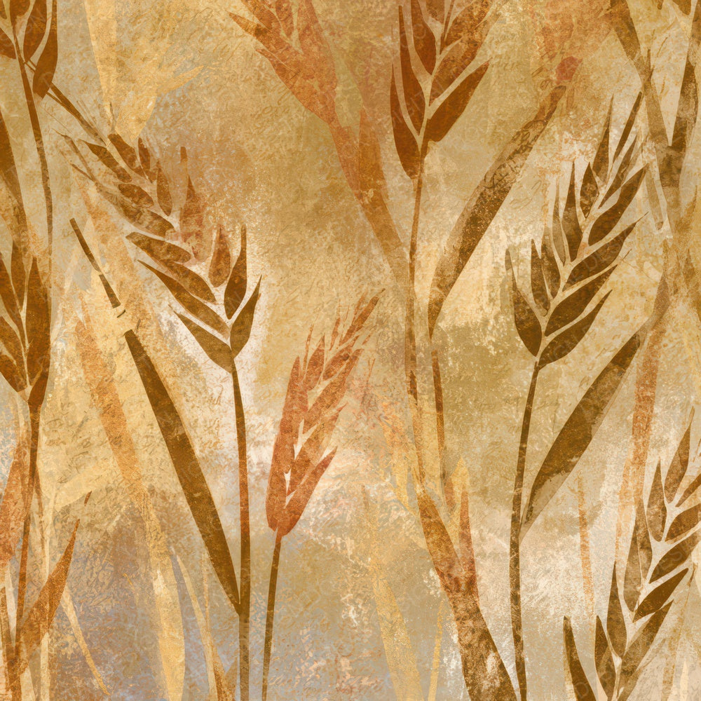 Linocut Wheat Sepia Beige Digital Paper Pack (DDD012973)