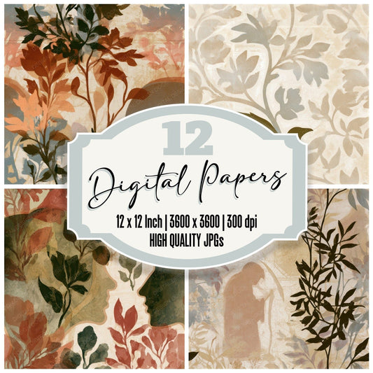 Risograph Botanical Reaper Oyster Seamless Digital Paper Pack (DDD012974)