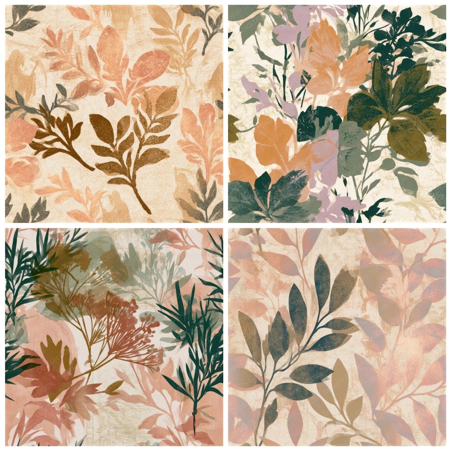 Risograph Botanical Reaper Oyster Seamless Digital Paper Pack (DDD012974)