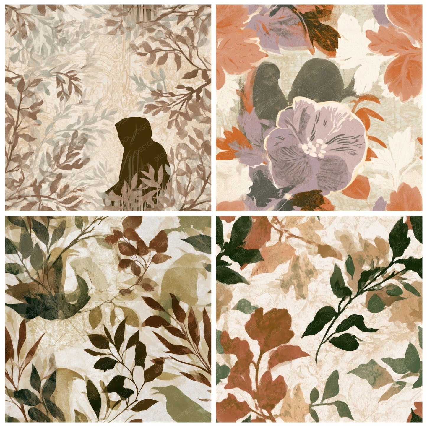 Risograph Botanical Reaper Oyster Seamless Digital Paper Pack (DDD012974)
