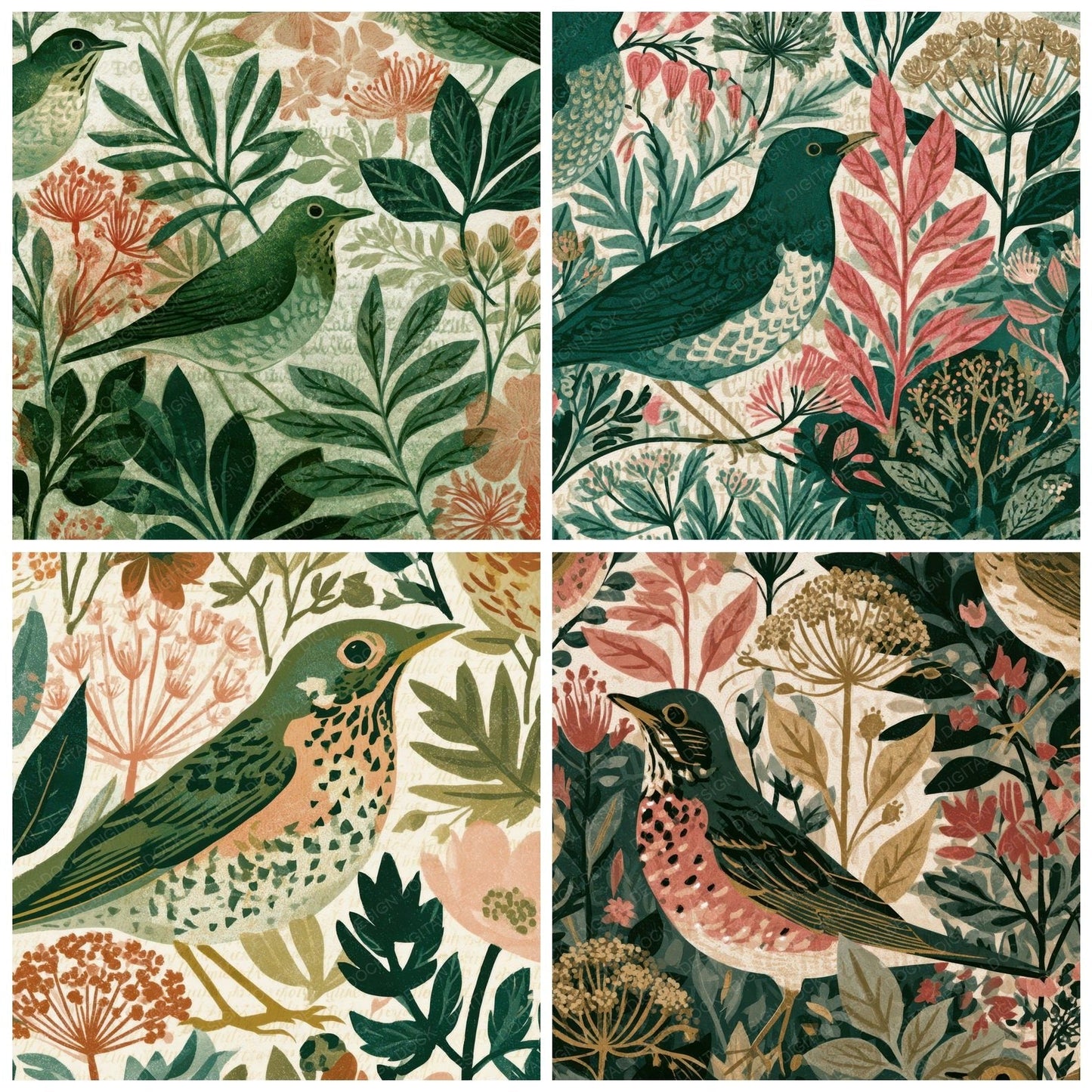 Risograph Thrush Botanical Blush Digital Paper Pack (DDD012975)