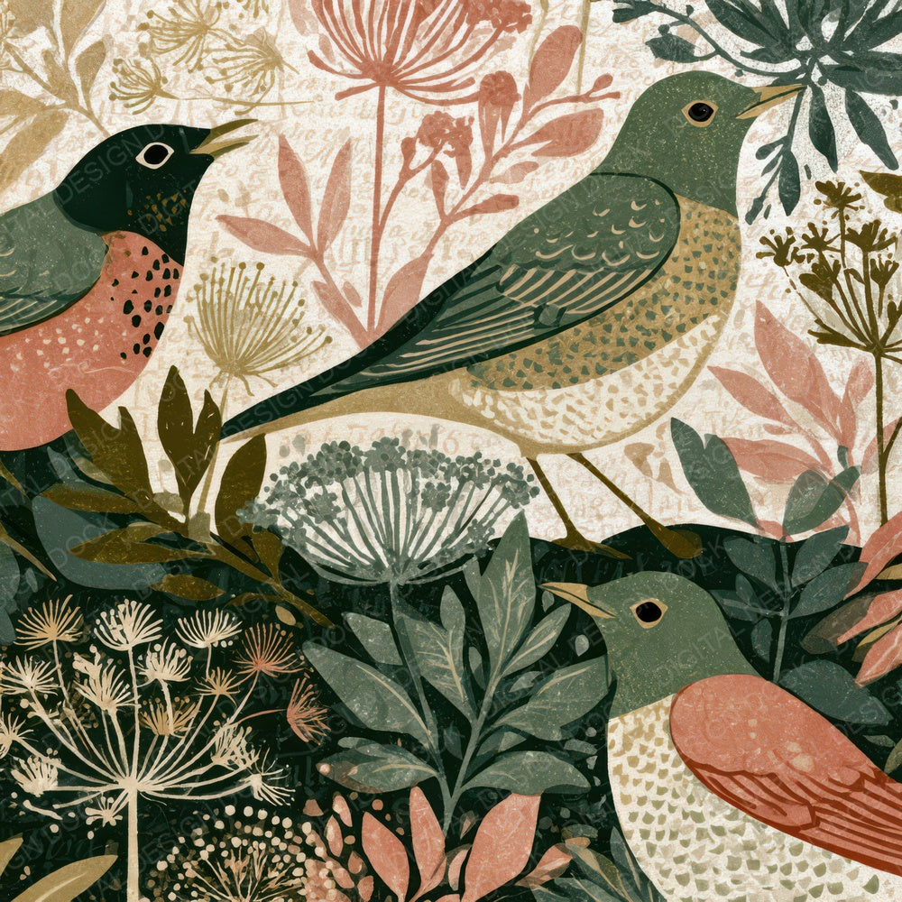 Risograph Thrush Botanical Blush Digital Paper Pack (DDD012975)