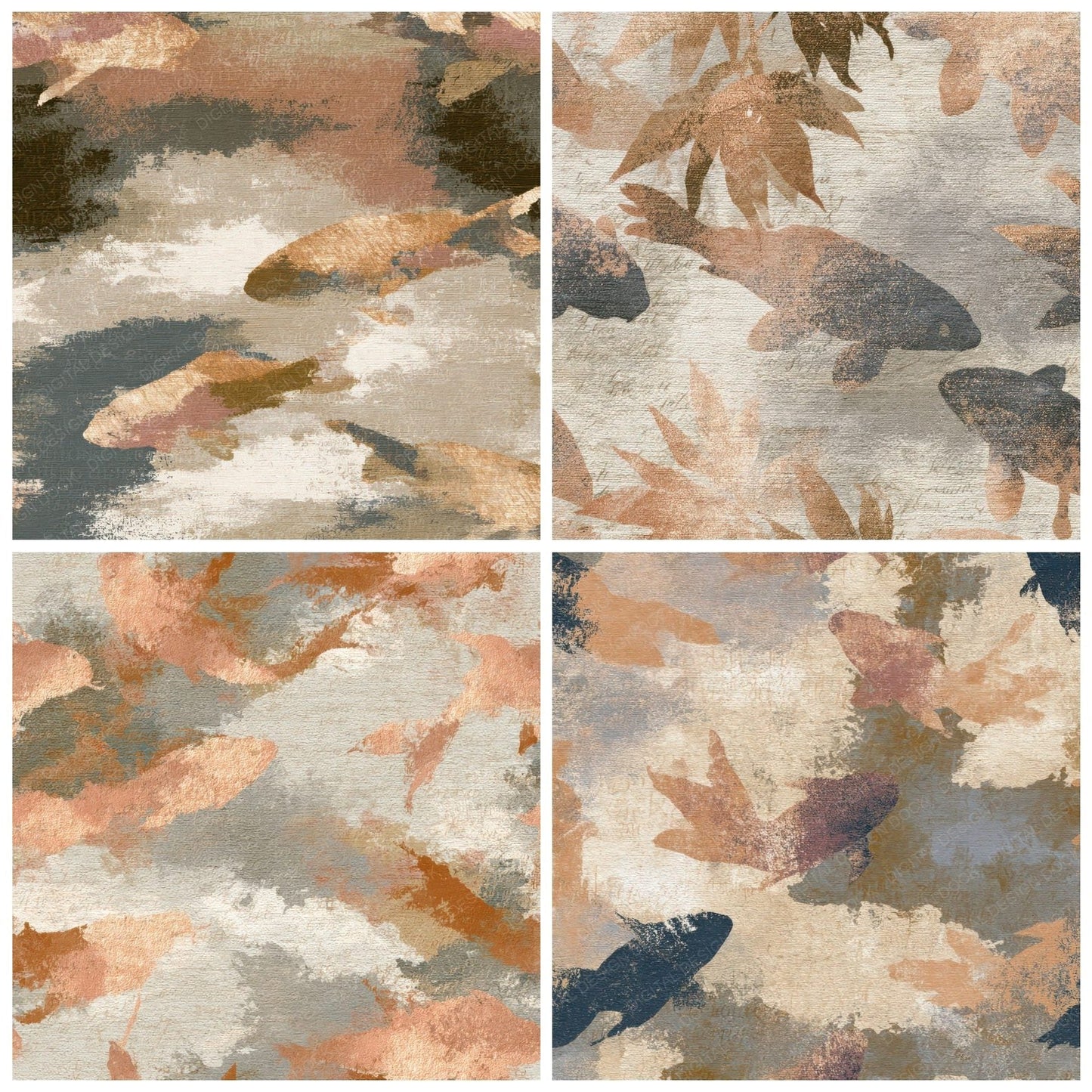Tapestry Minimal Koi Oat Linen Digital Paper Pack (DDD012979)