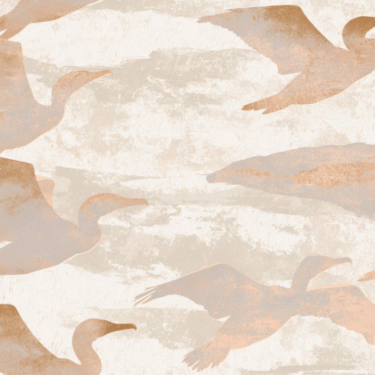 Woodblock Cormorants Oyster Clay Digital Paper Pack (DDD012982)