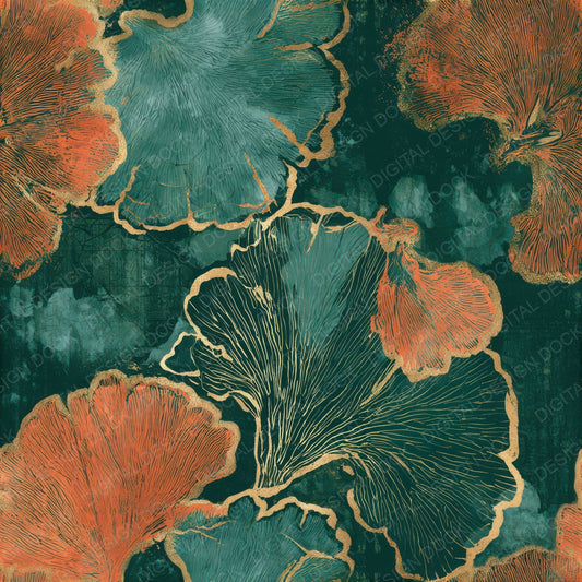 Etching Coral Jade Copper Seamless Digital Paper Pack (DDD012985)