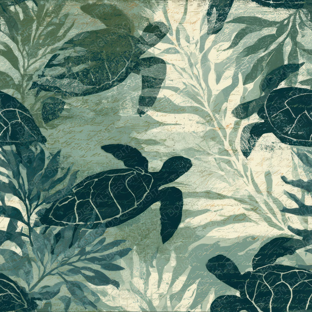 Etching Turtle Sage Ivory Digital Paper Pack (DDD012986)