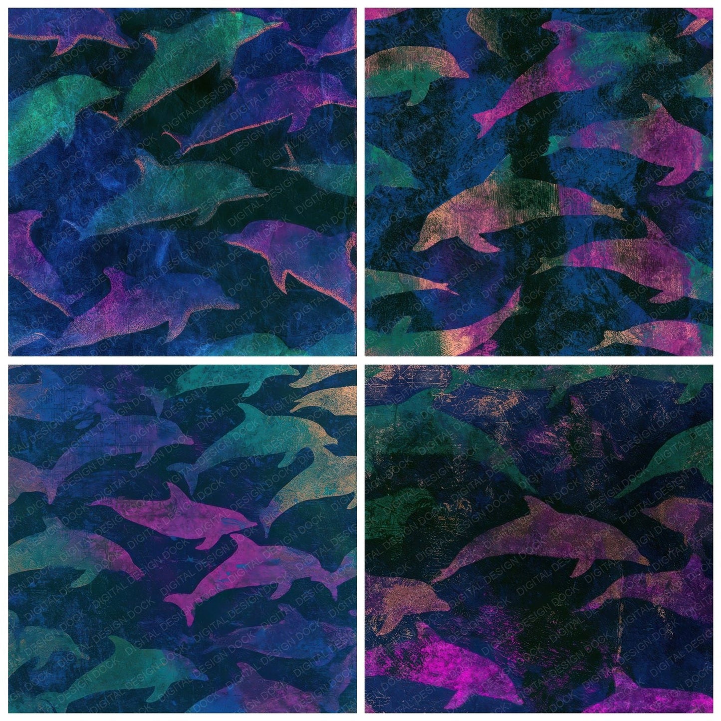 Monoprint Dolphins Neon Magenta Digital Paper Pack (DDD012988)