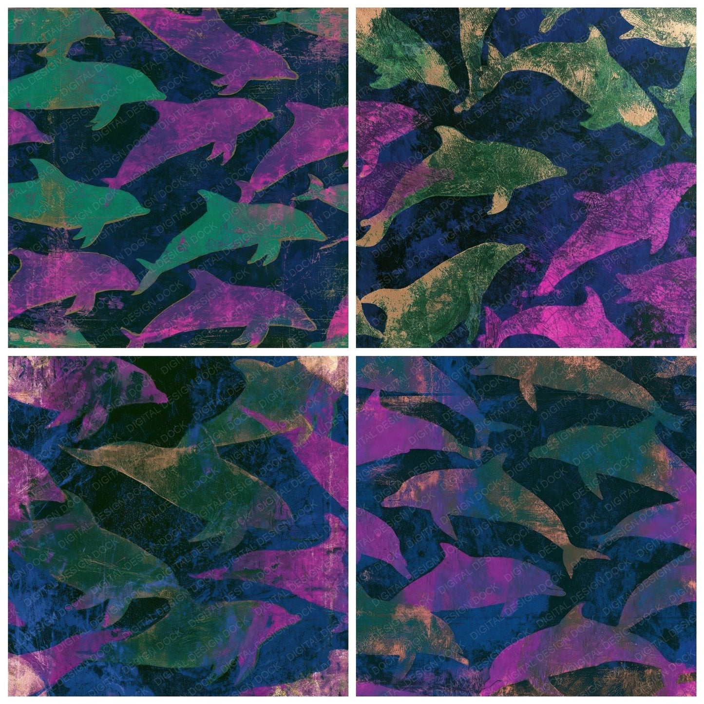 Monoprint Dolphins Neon Magenta Digital Paper Pack (DDD012988)