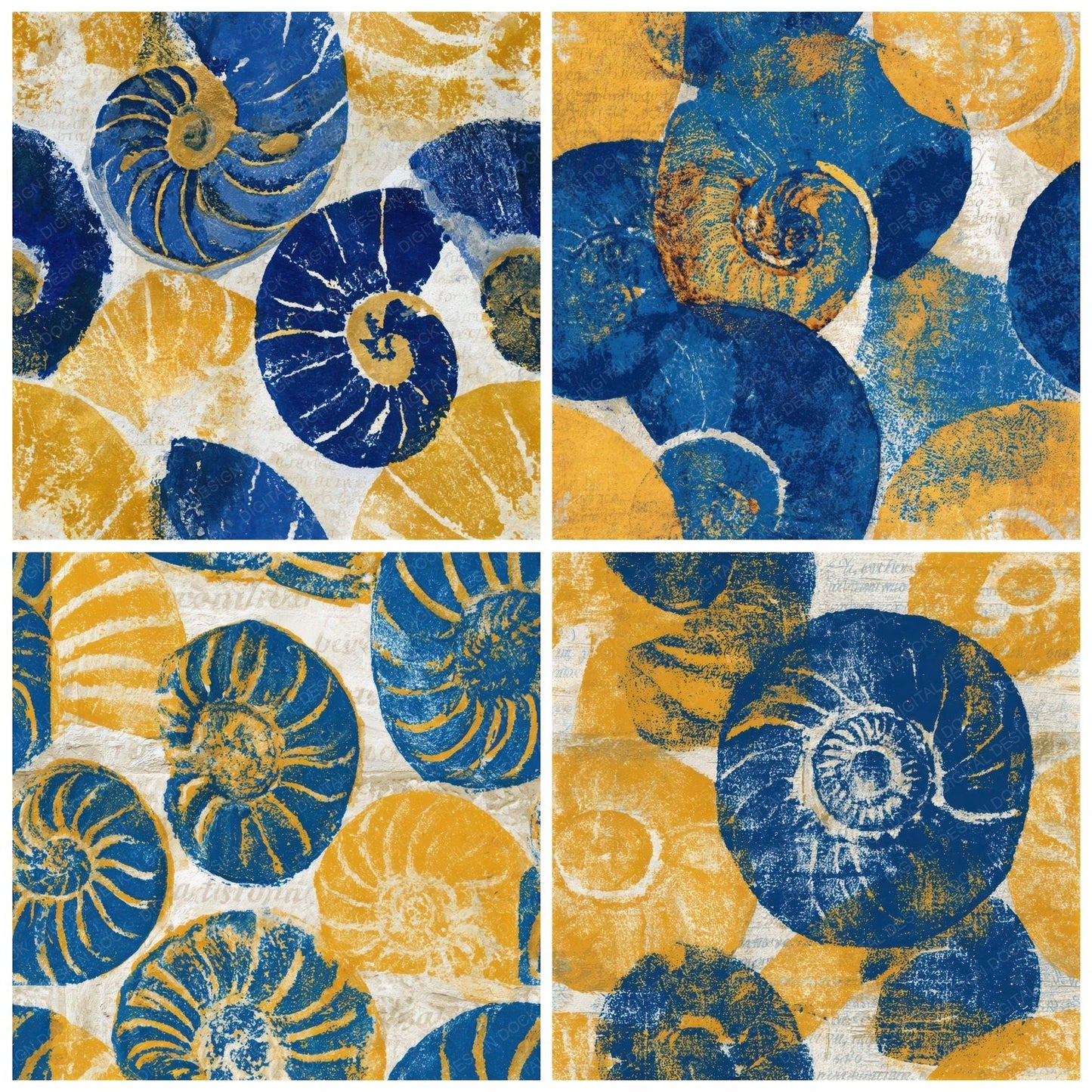 Monoprint Nautilus Cobalt Yellow Seamless Digital Paper Pack (DDD012990)