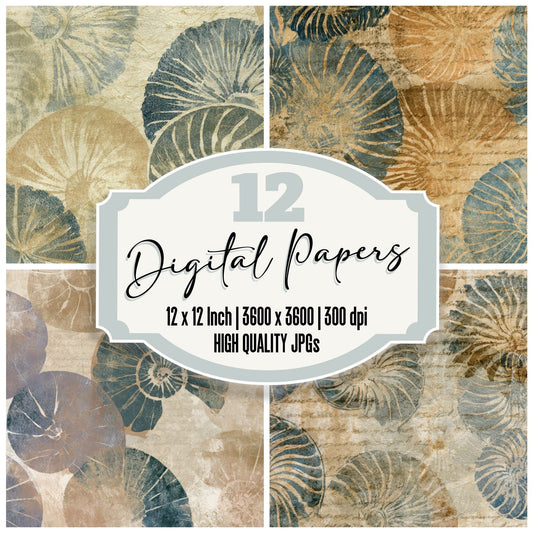 Monoprint Nautilus Sepia Parchment Digital Paper Pack (DDD012991)