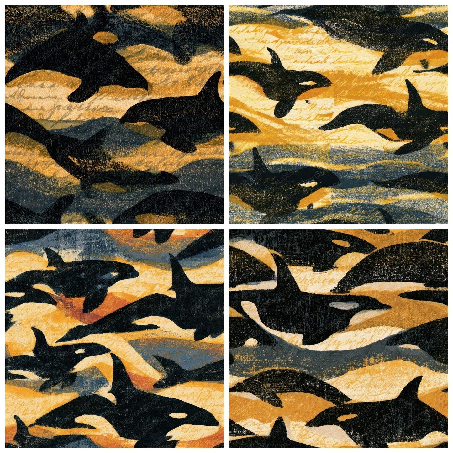 Monoprint Orca Jet Cream Seamless Digital Paper Pack (DDD012992)