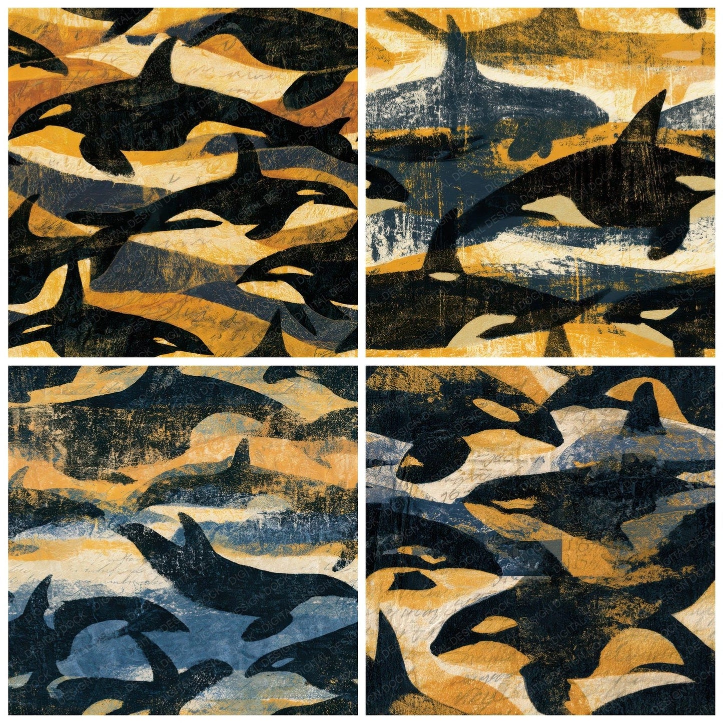 Monoprint Orca Jet Cream Seamless Digital Paper Pack (DDD012992)