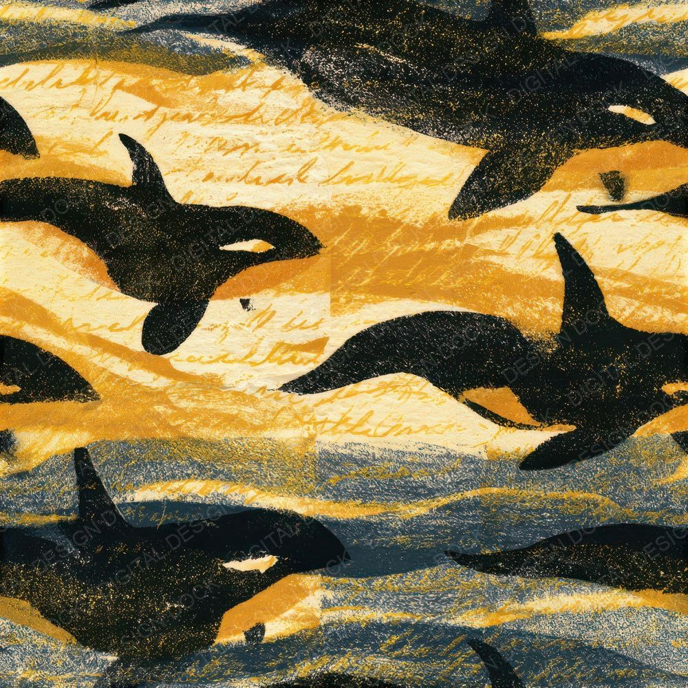 Monoprint Orca Jet Cream Seamless Digital Paper Pack (DDD012992)