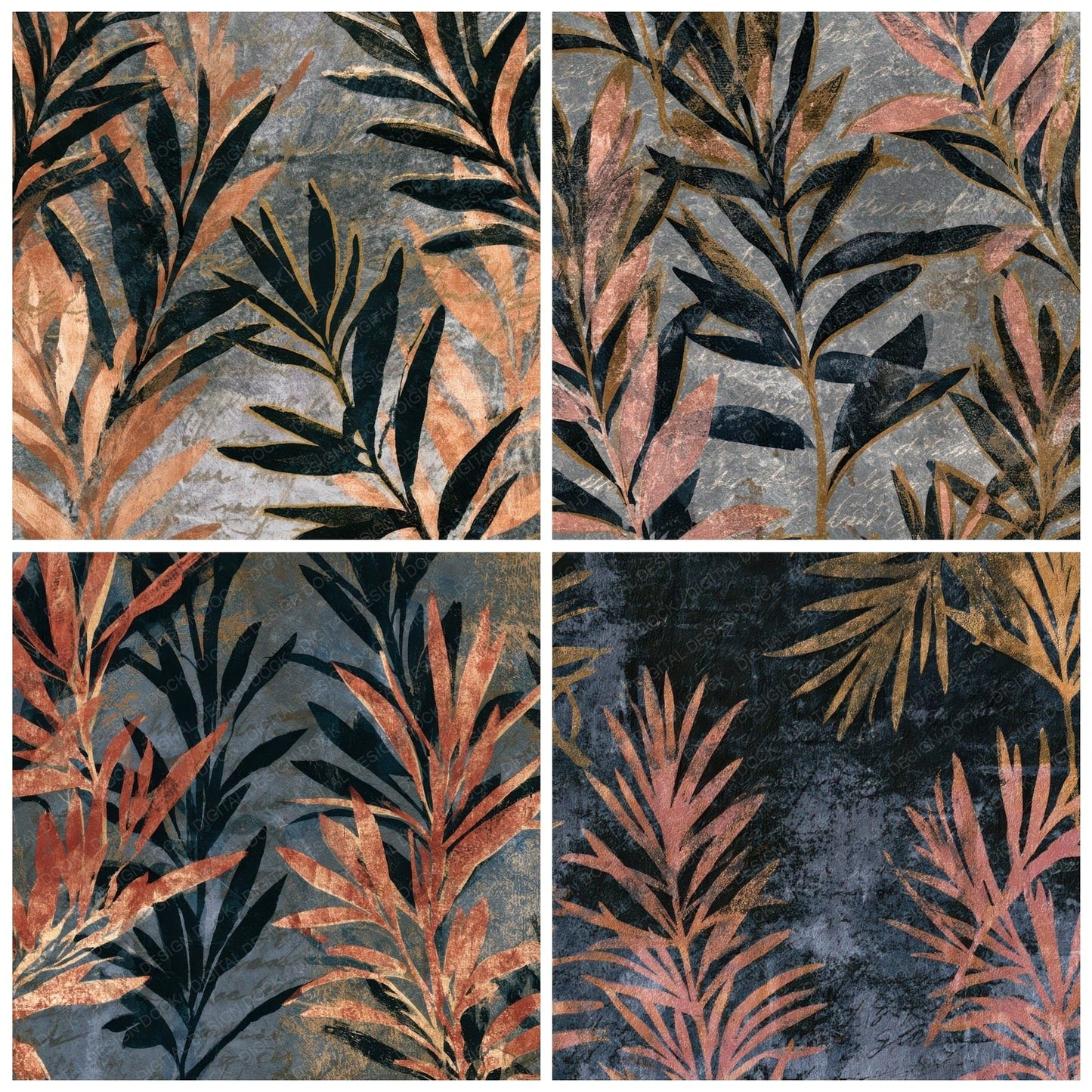 Monoprint Rosemary Jet Rose Pewter Digital Paper Pack (DDD012993)