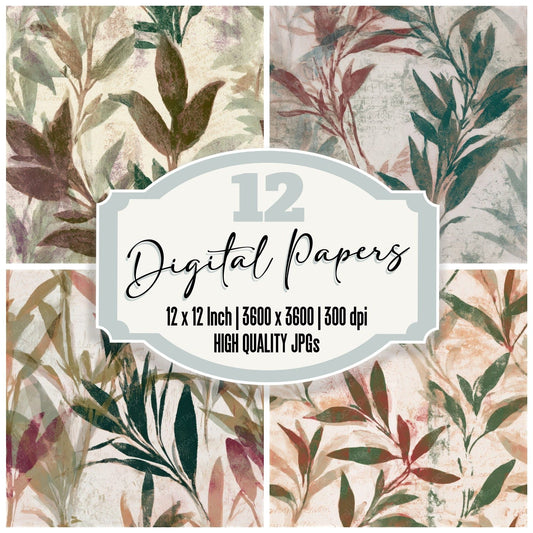 Monoprint Sage Jade Garnet Seamless Digital Paper Pack (DDD012994)