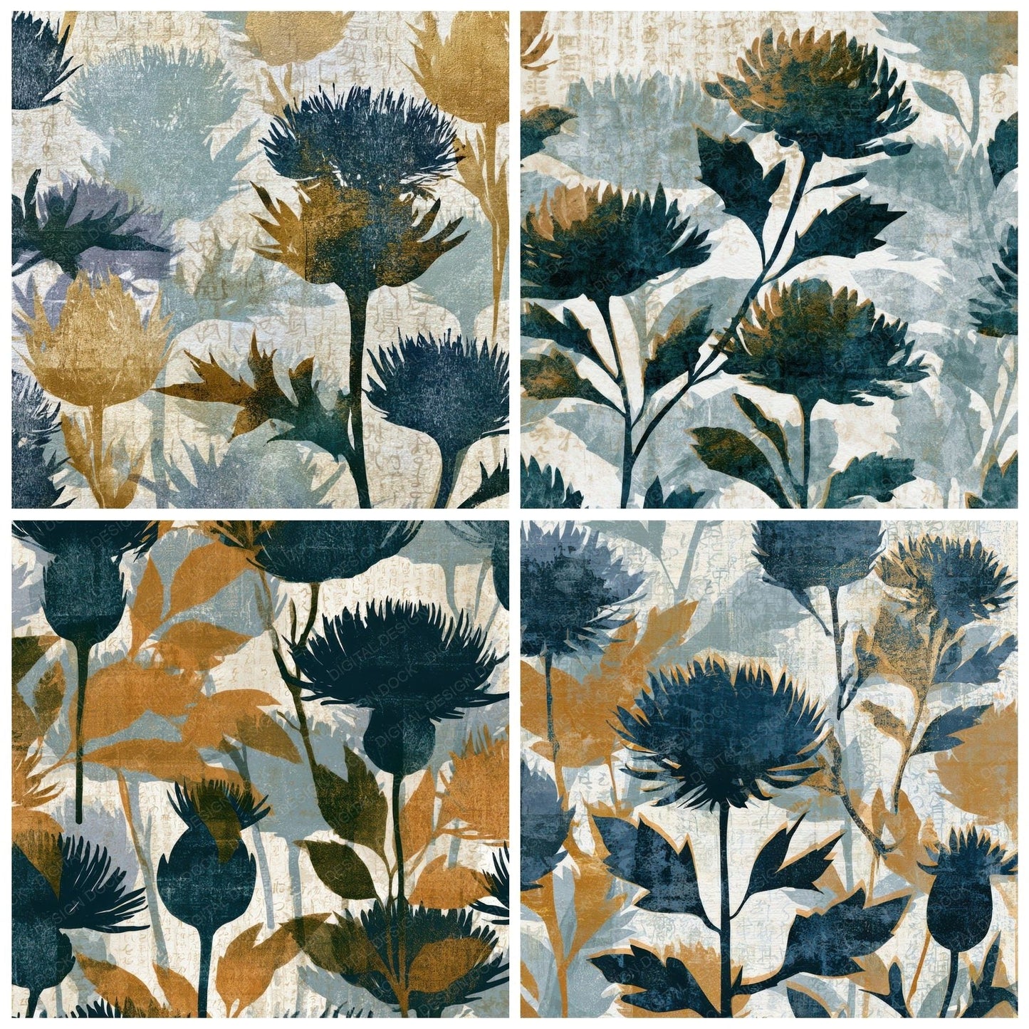 Monoprint Thistle Driftwood Bone Digital Paper Pack (DDD012998)