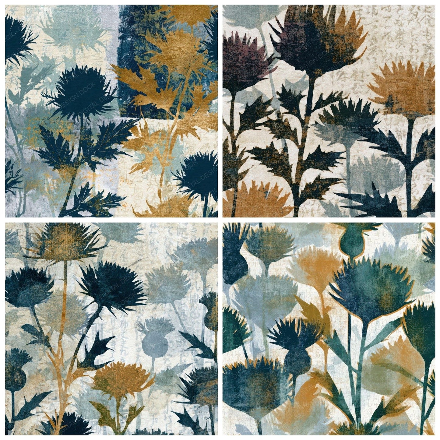 Monoprint Thistle Driftwood Bone Digital Paper Pack (DDD012998)
