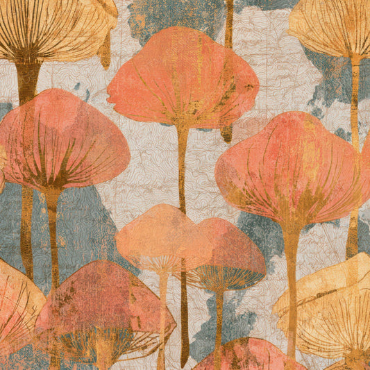 Antique Map Ink Caps Coral Gold Digital Paper Pack (DDD013005)