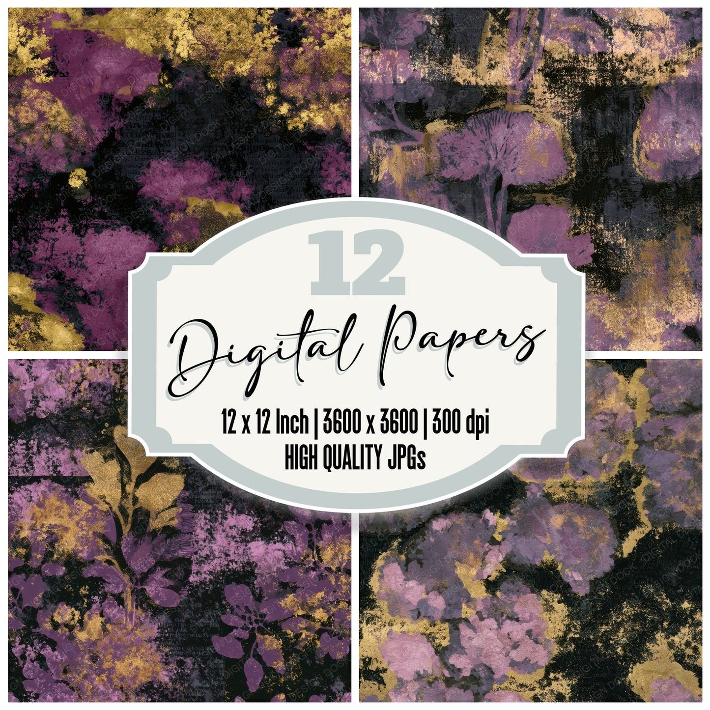 Bohemian Moss Mauve Plum Seamless Digital Paper Pack (DDD013009)