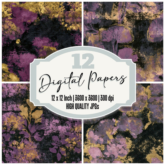 Bohemian Moss Mauve Plum Seamless Digital Paper Pack (DDD013009)