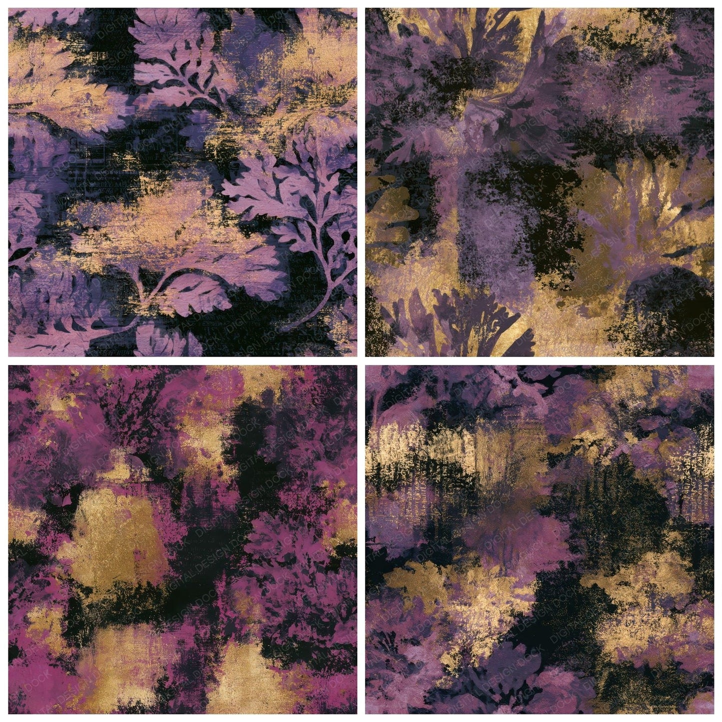 Bohemian Moss Mauve Plum Seamless Digital Paper Pack (DDD013009)