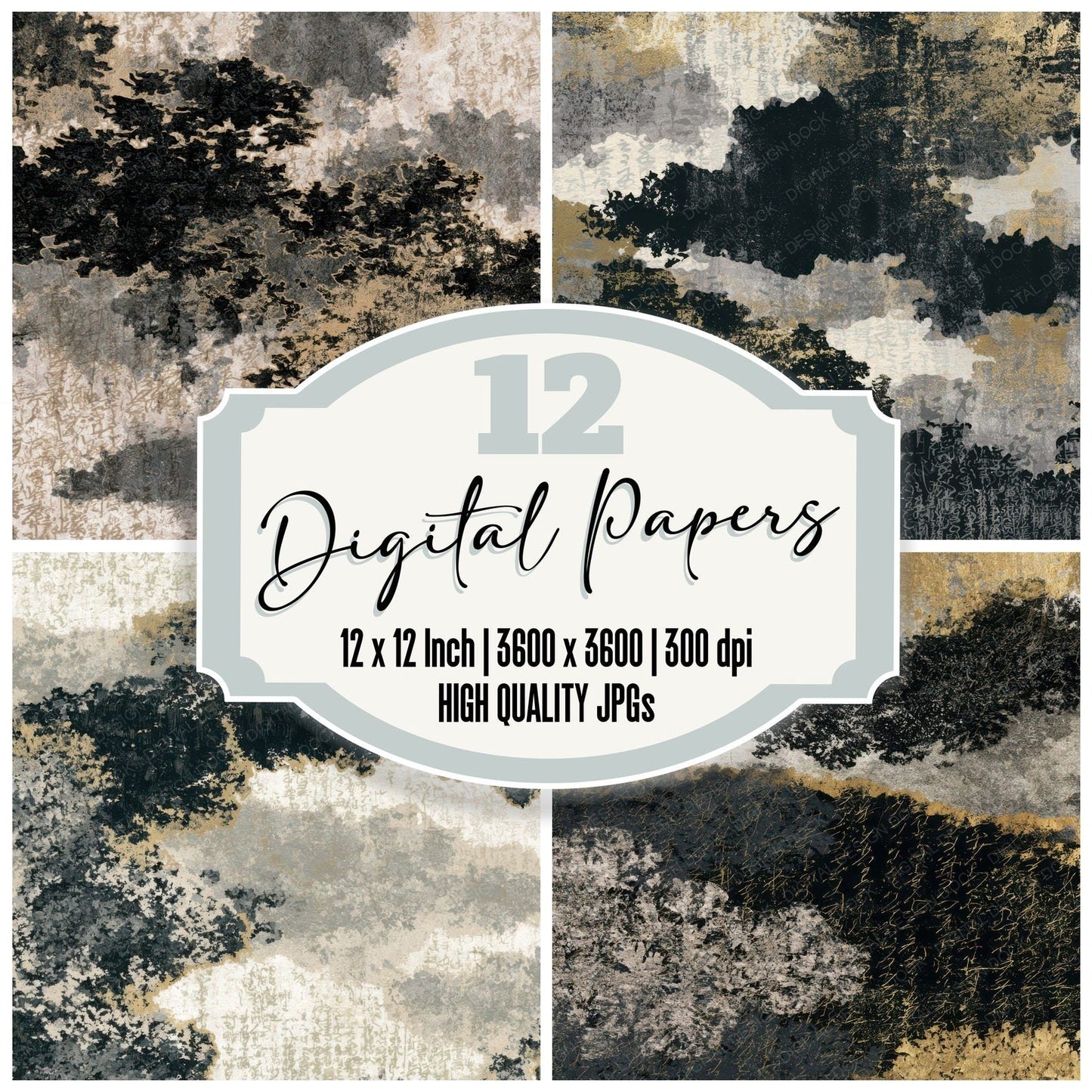 Lithograph Lichen Bone Grey Digital Paper Pack (DDD013013)