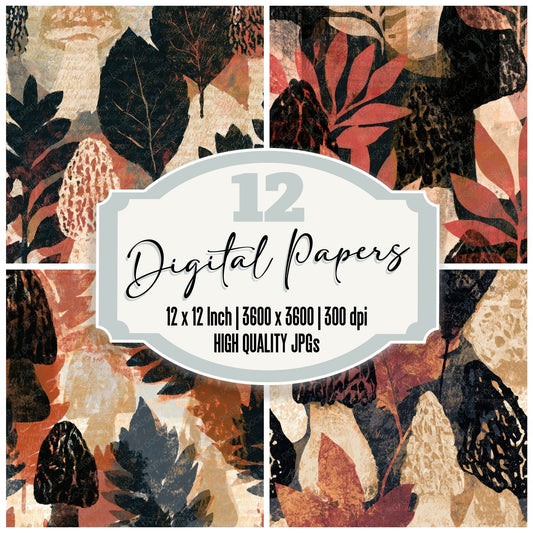 Lithograph Morels Ivory Oxblood Digital Paper Pack (DDD013014)