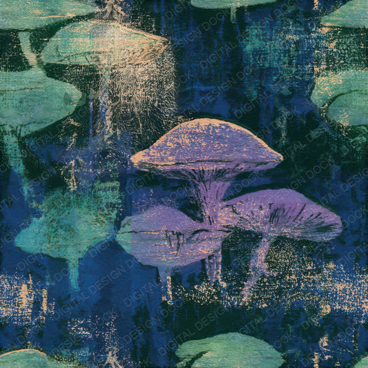 Monoprint Forest Fungi Aurora Lilac Seamless Digital Paper Pack (DDD013015)