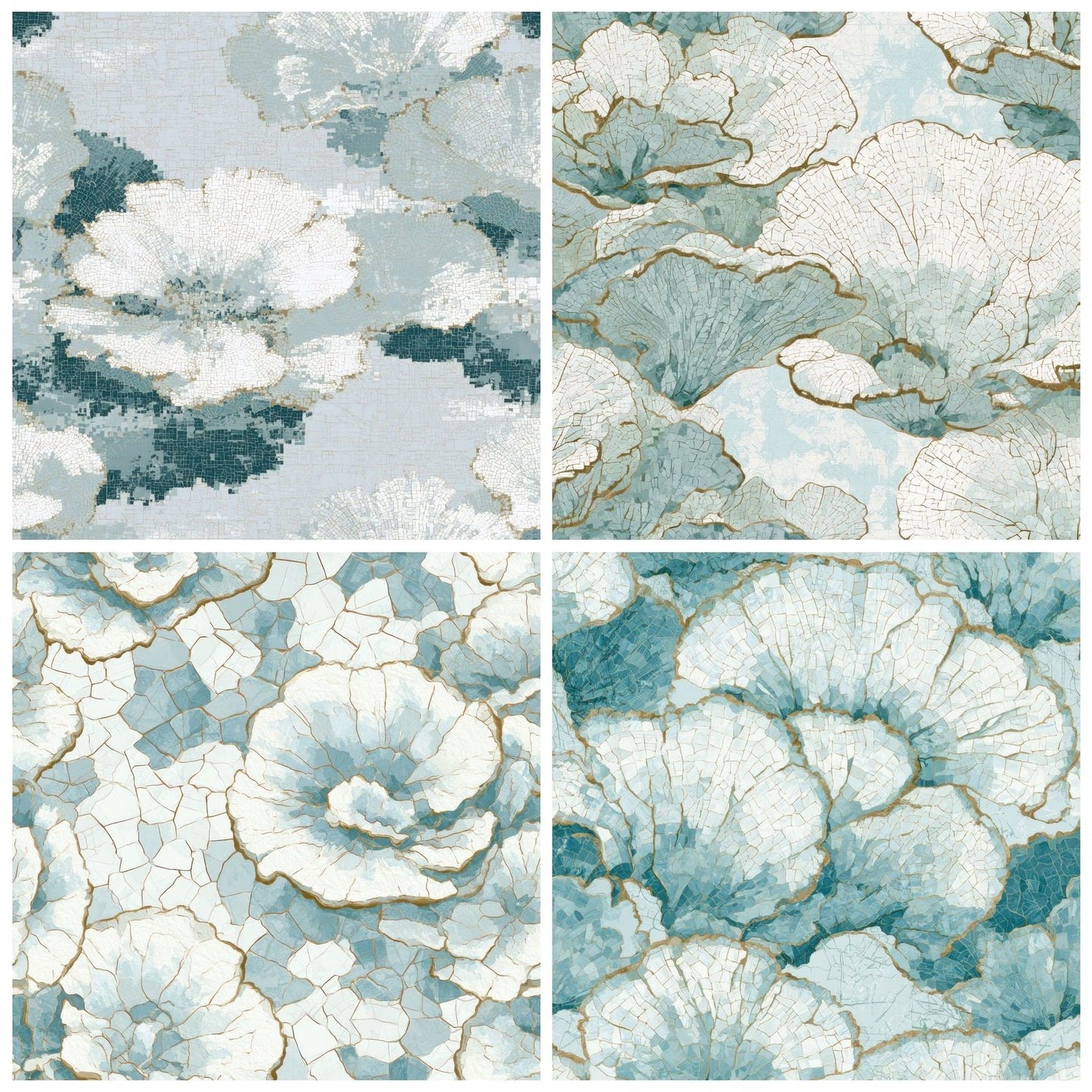 Mosaic Shelf Fungi Seafoam Digital Paper Pack (DDD013016)