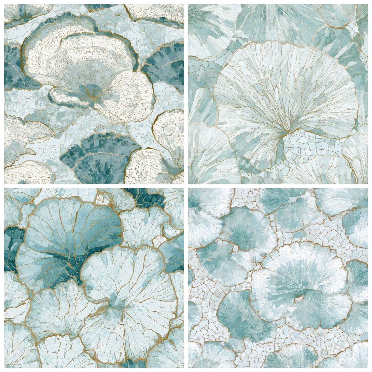 Mosaic Shelf Fungi Seafoam Digital Paper Pack (DDD013016)