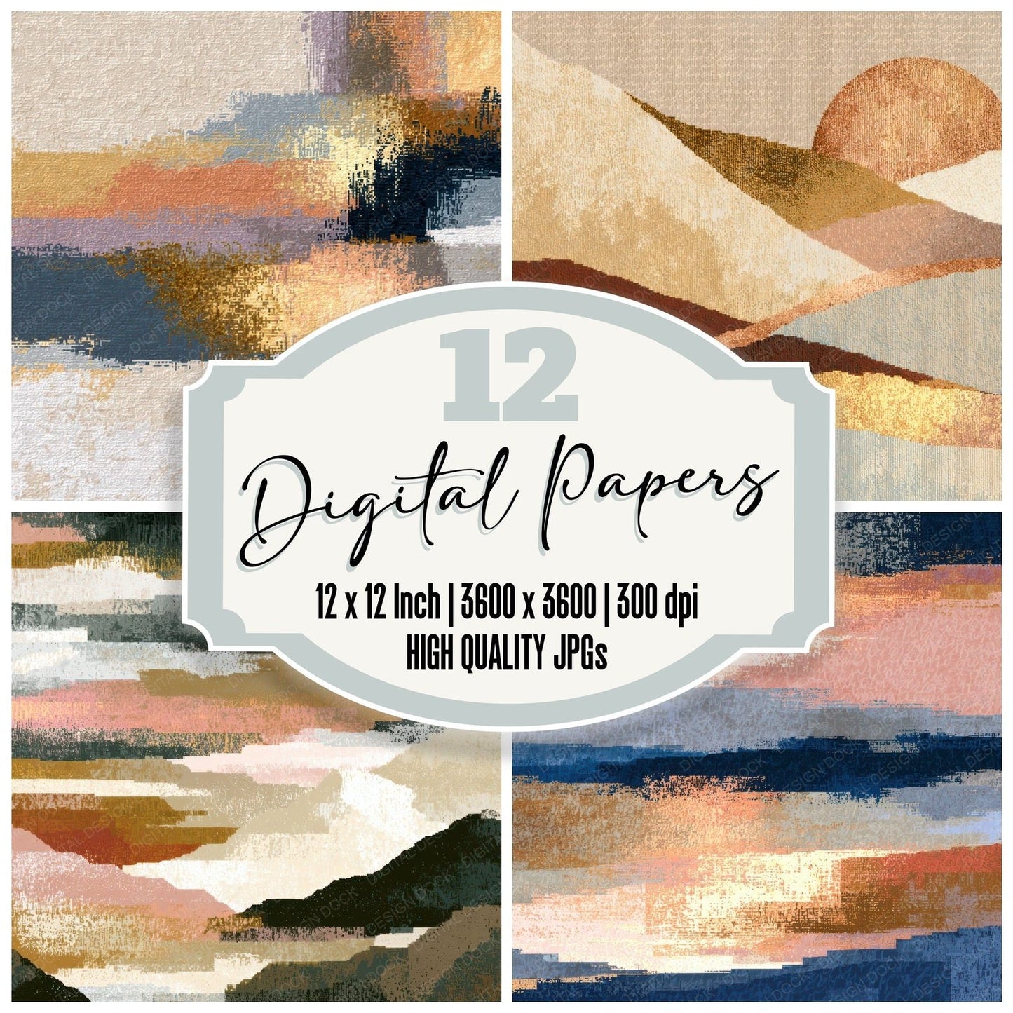 Pixel Oat Linen Pebble Abstract Digital Paper Pack (DDD013018)