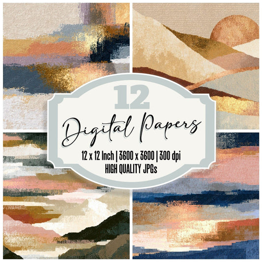 Pixel Oat Linen Pebble Abstract Digital Paper Pack (DDD013018)