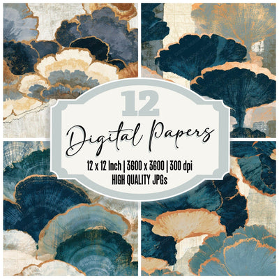 Torn Paper Shelf Fungi Slate Sand Digital Paper Pack (DDD013022)