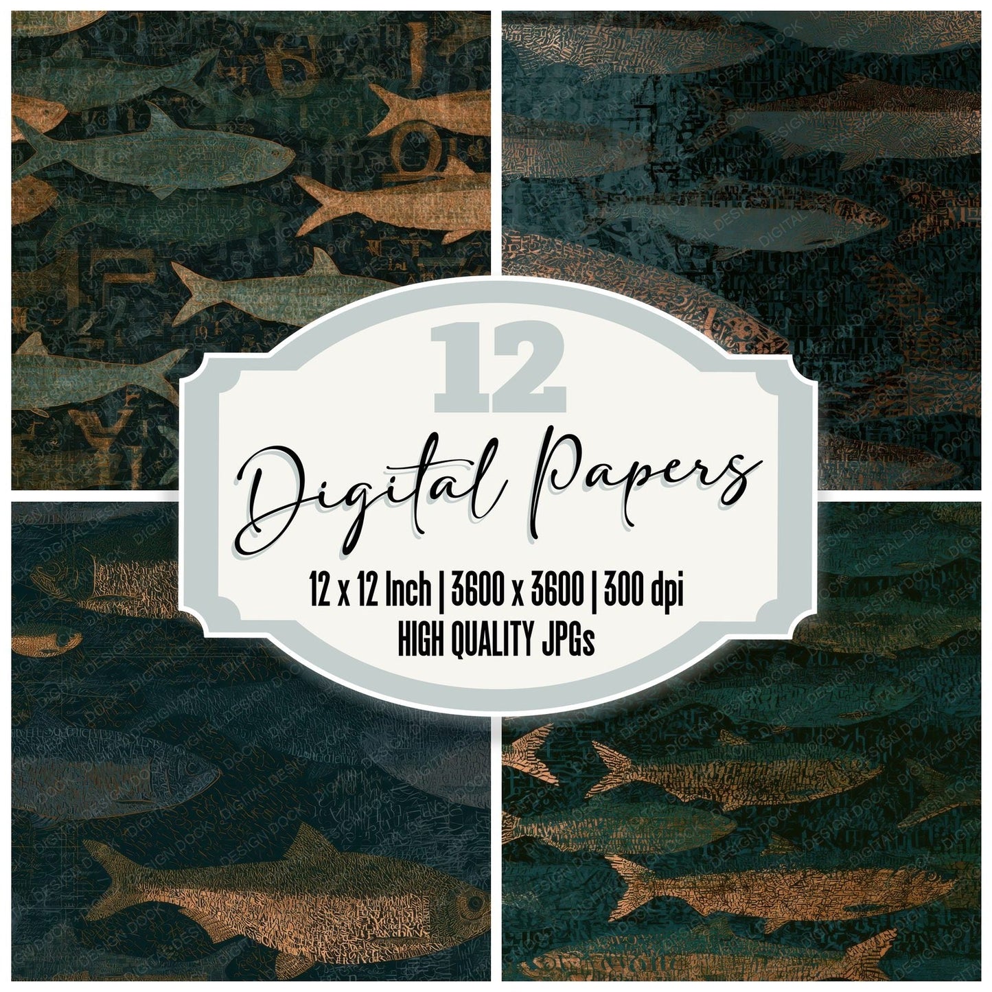 ASCII Herring Shoal Bronze Forest Digital Paper Pack (DDD013025)
