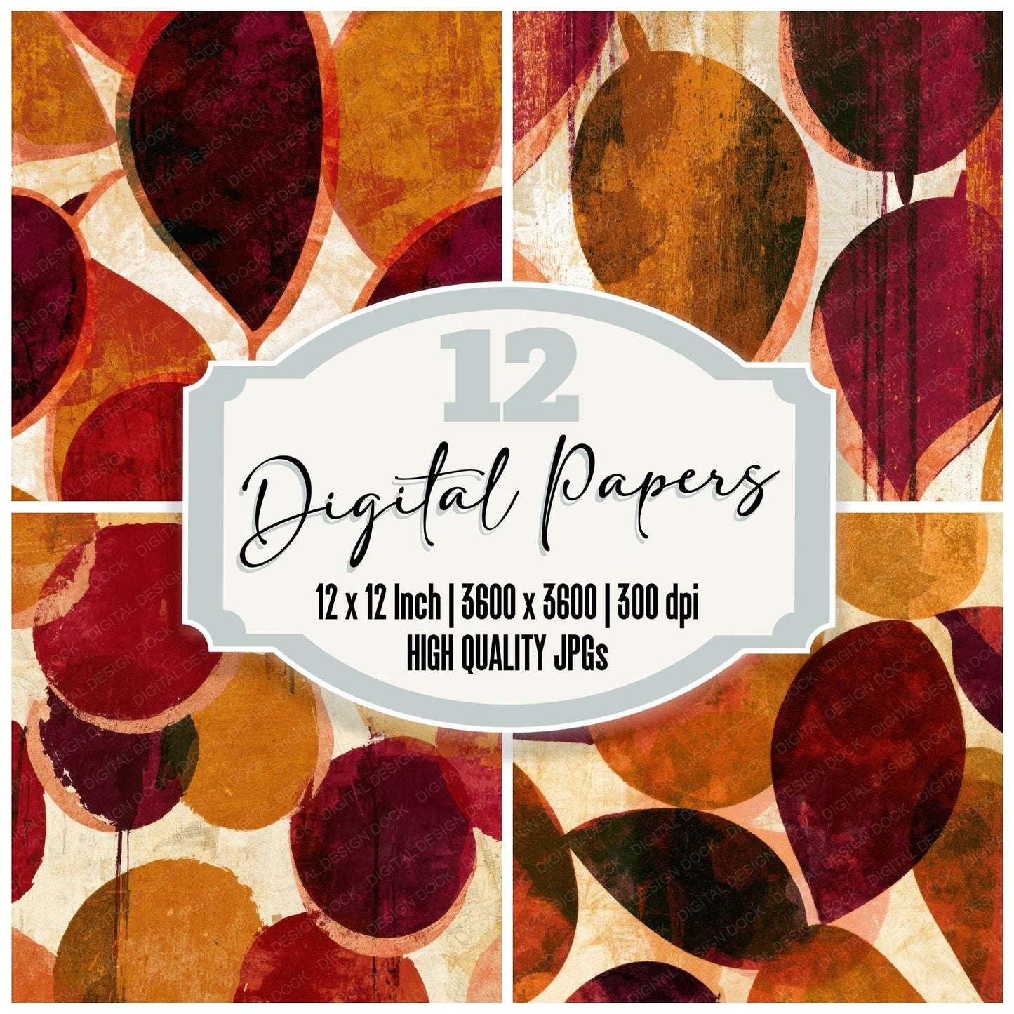 Graffiti Mango Cinnamon Burgundy Digital Paper Pack (DDD013027)