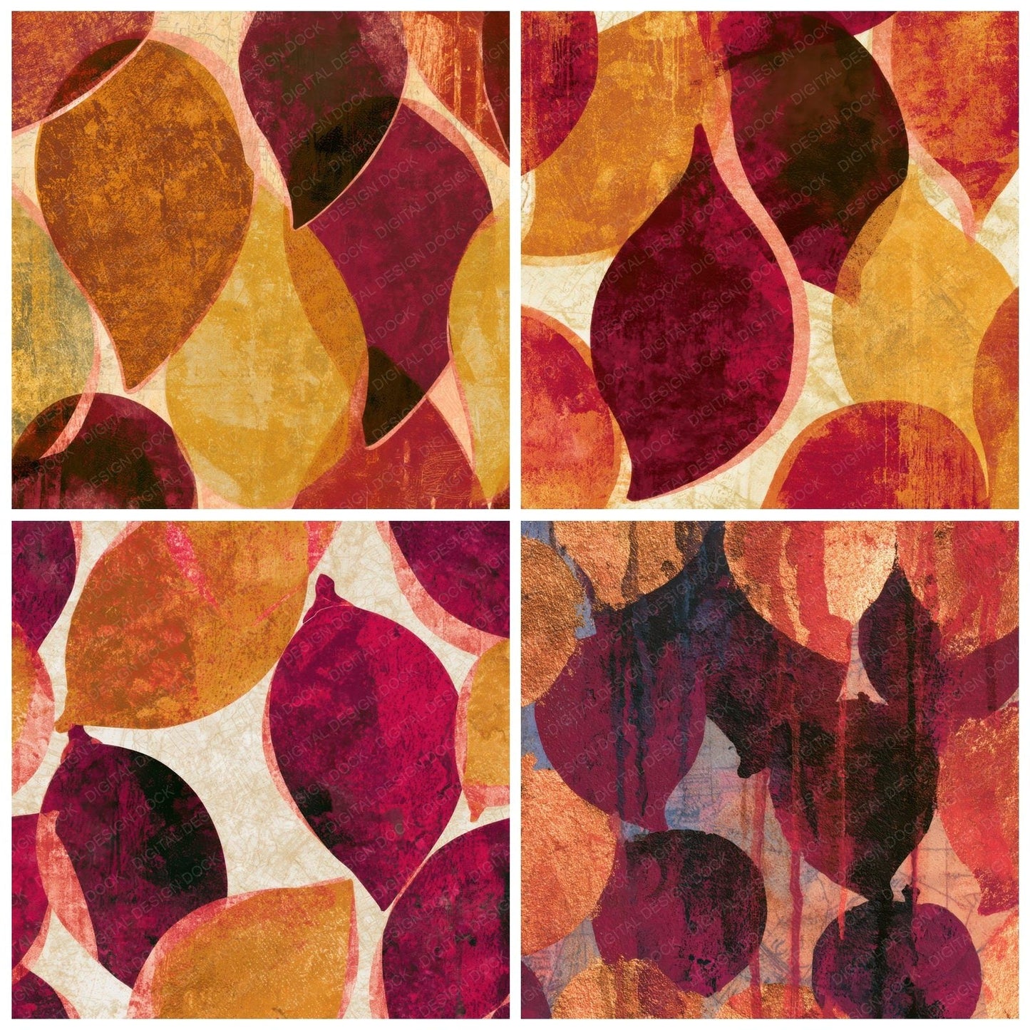 Graffiti Mango Cinnamon Burgundy Digital Paper Pack (DDD013027)