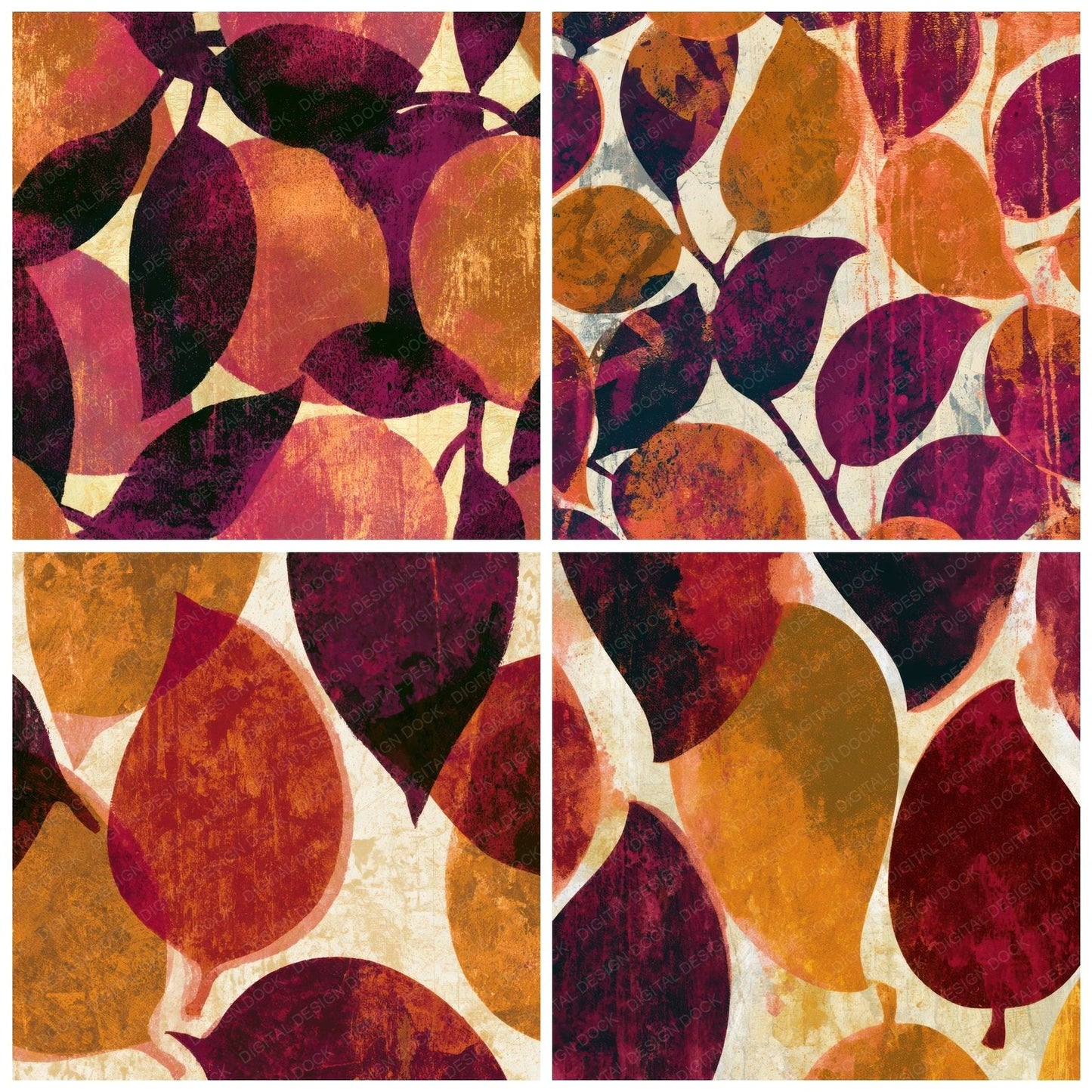 Graffiti Mango Cinnamon Burgundy Digital Paper Pack (DDD013027)