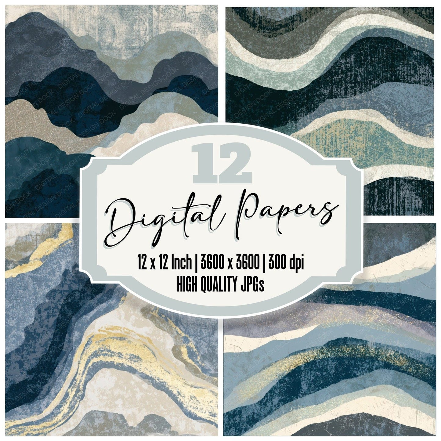 Indian Block Print Gunmetal Dove Pearl Tonal Digital Paper Pack (DDD013028)