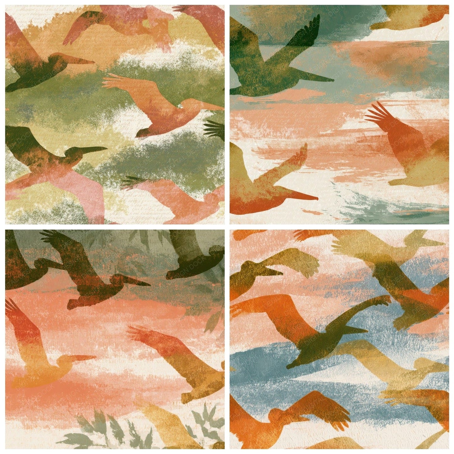 Mezzotint Pelican Apricot Pistachio Digital Paper Pack (DDD013030)