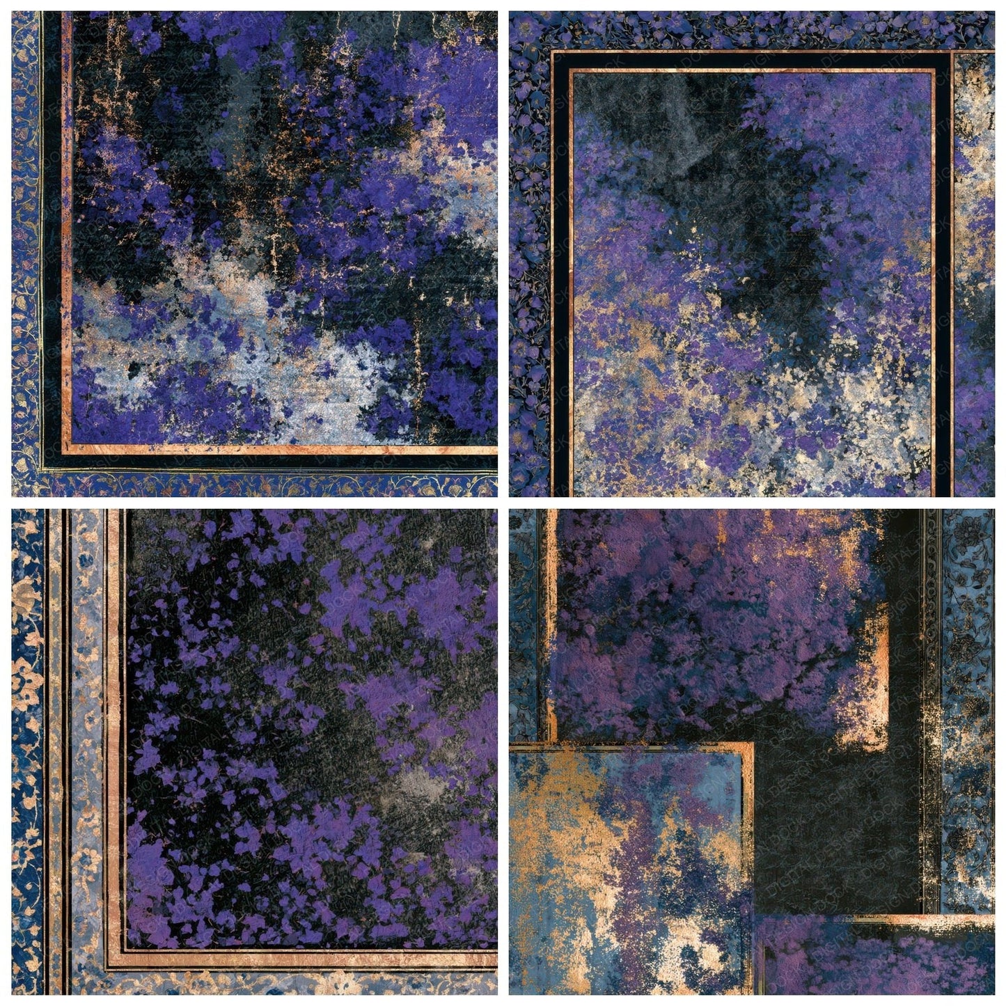 Mughal Moss Purple Silver Digital Paper Pack (DDD013032)