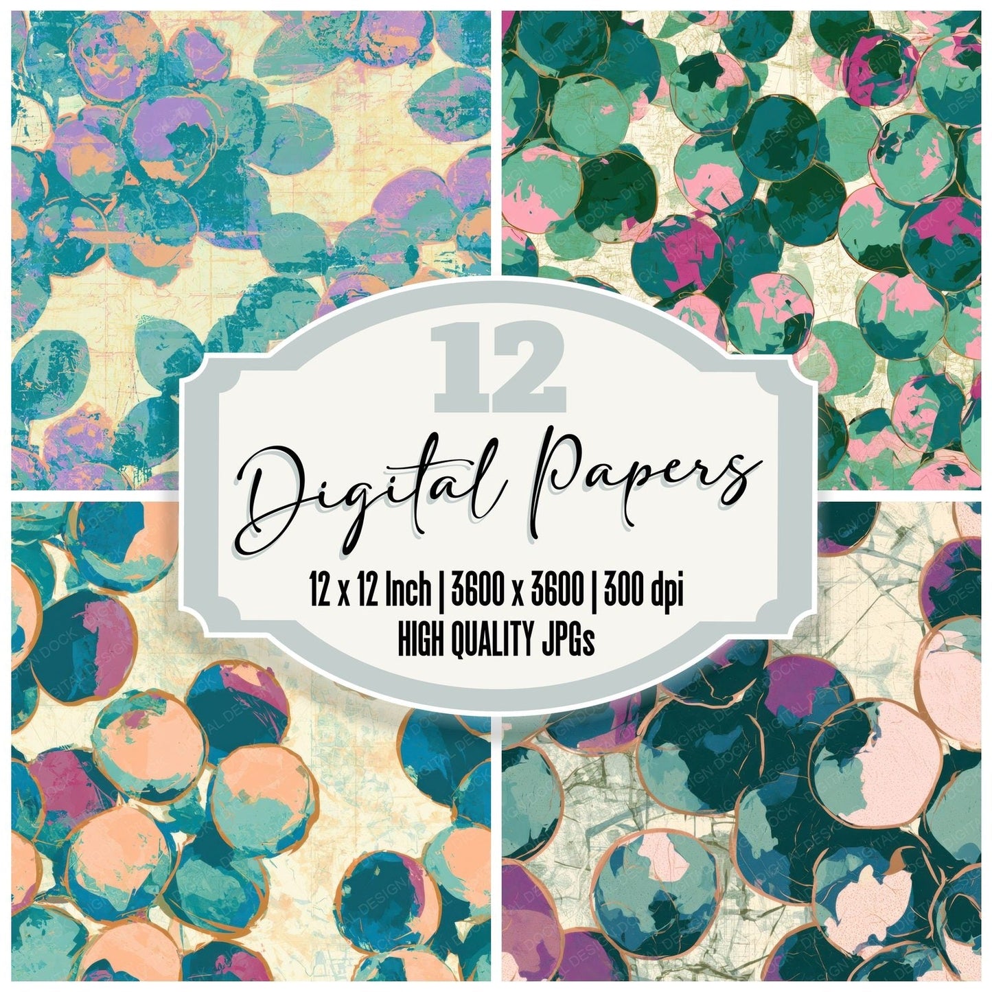 Pop Art Cyber Blueberries Sage Digital Paper Pack (DDD013034)
