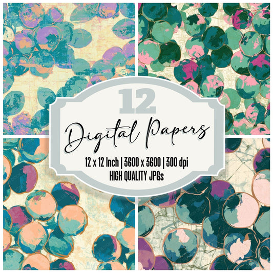 Pop Art Cyber Blueberries Sage Digital Paper Pack (DDD013034)