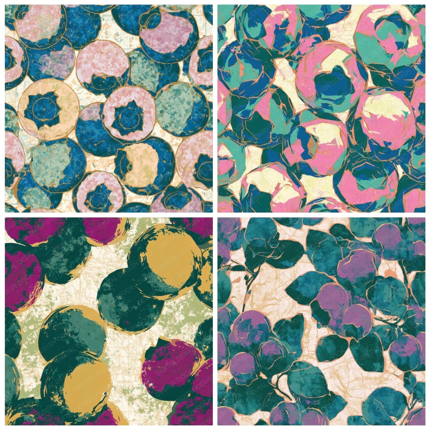 Pop Art Cyber Blueberries Sage Digital Paper Pack (DDD013034)