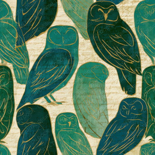 Pop Art Owls Emerald Jade Digital Paper Pack (DDD013035)
