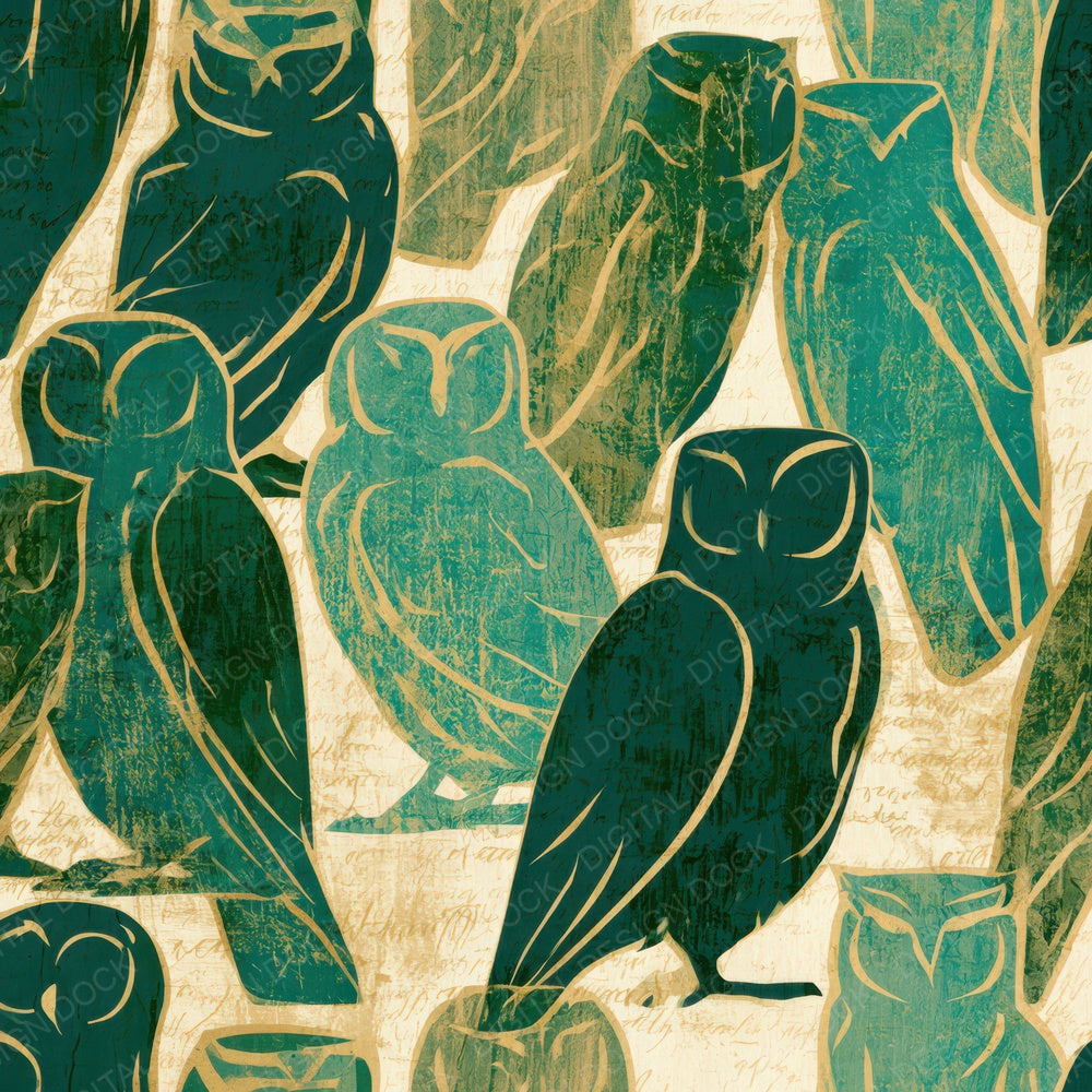 Pop Art Owls Emerald Jade Digital Paper Pack (DDD013035)
