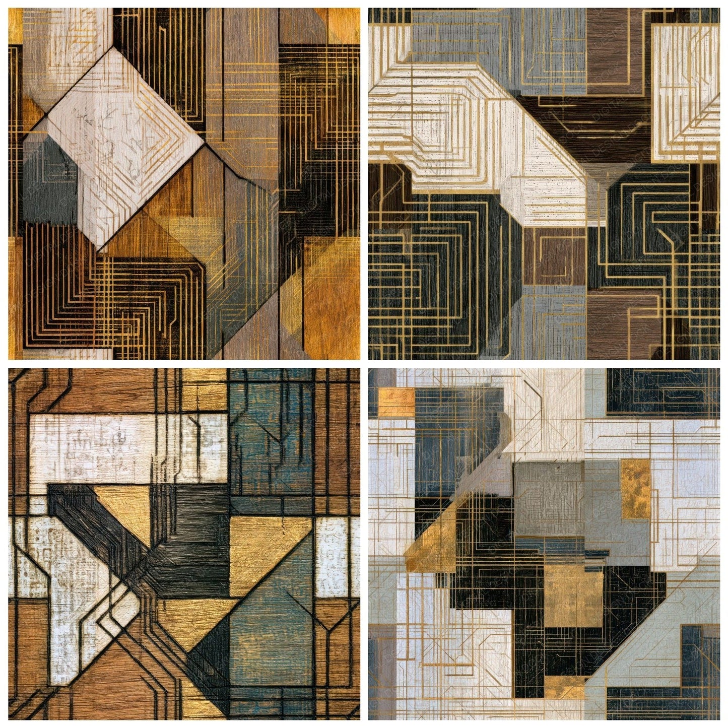 Pyrography Cyber Charcoal Abstract Seamless Digital Paper Pack (DDD013036)